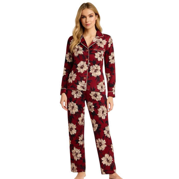 BCBGMAXAZRIA Other - BCBGMAXAZRIA Pajama Set 2 Piece Womens M Red Floral
